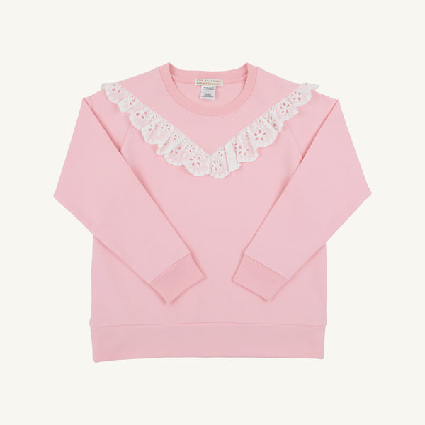 Cassidy Comfy Crewneck - Sandpearl Pink & Worth Avenue White