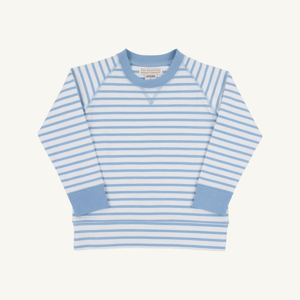 Cassidy Comfy Crewneck - Sarasota Sky Stripe with Sarsota Sky