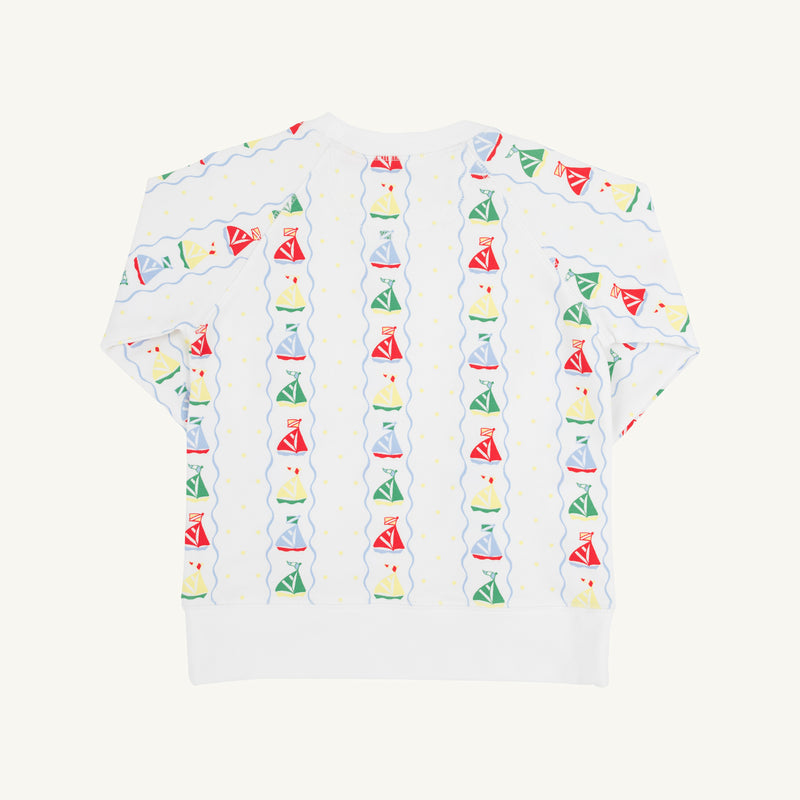 Cassidy Comfy Crewneck - Set Sail with Worth Avenue White