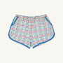 Cheryl Shorts - Kindness Wins Windowpane with Wood Boat Blue Ricrac Trim