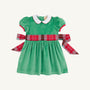 Cindy Lou Sash Dress (Velveteen) - Kiawah Kelly Green with Worth Avenue White & Wilson Pier Plaid