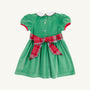 Cindy Lou Sash Dress (Velveteen) - Kiawah Kelly Green with Worth Avenue White & Wilson Pier Plaid