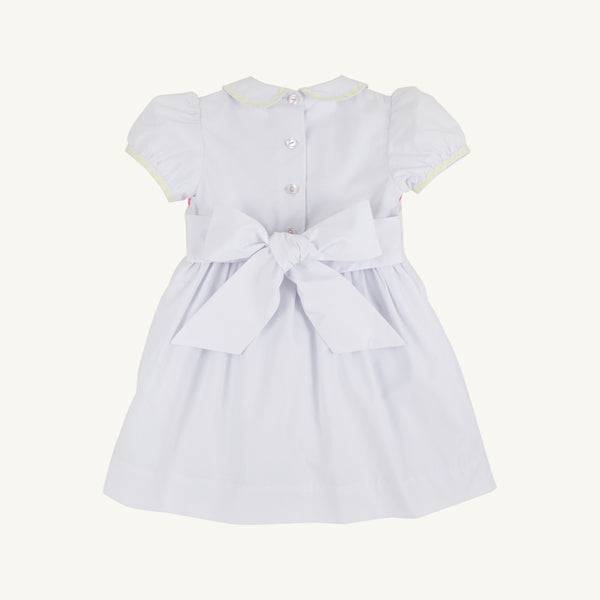 Cindy Lou Sash Dress - Worth Avenue White with Multicolor Ric Rac