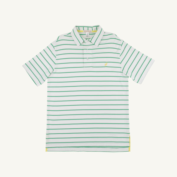 Croquet Party Polo - Gibson Island Green Stripe with Lake Worth Yellow Stork