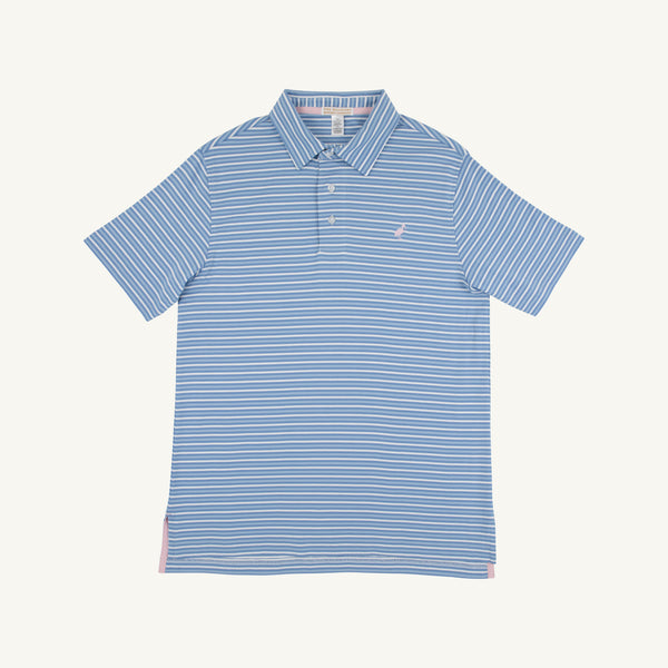 Croquet Party Polo - Sumner County Stripe (Sunrise Blvd. Blue) with Palm Beach Pink