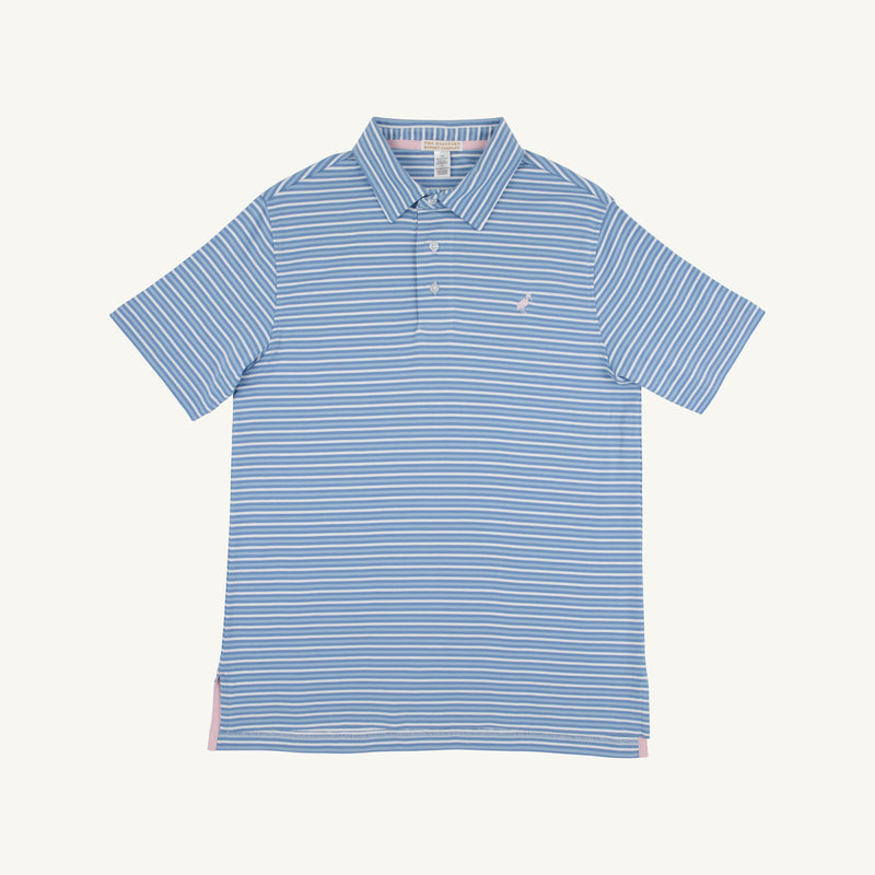 Croquet Party Polo - Sumner County Stripe (Sunrise Blvd. Blue) with Palm Beach Pink