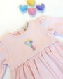 Long Sleeve Daisy's Diaper Cover Dress - Palm Beach Pink with Balloon Embroidery