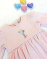 Long Sleeve Daisy's Diaper Cover Dress - Palm Beach Pink with Balloon Embroidery