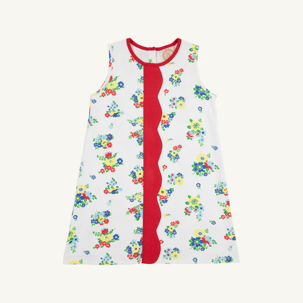 Daisy Dress - Biltmore Blooms (Buckhead Blue) with Richmond Red