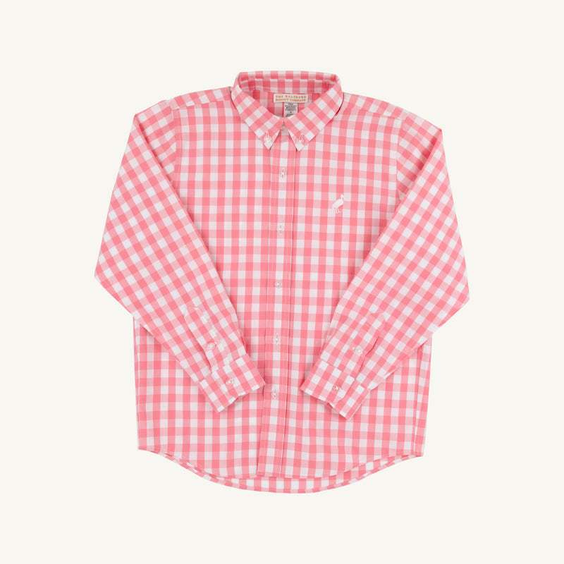 Dean's List Dress Shirt - Parrot Cay Coral Check with Worth Avenue White Stork