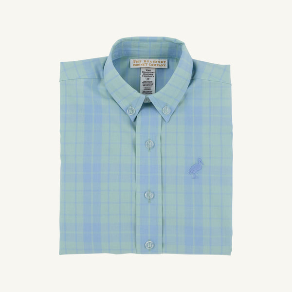 Dean's List Dress Shirt - Audubon Park Plaid with Sarasota Sky Stork