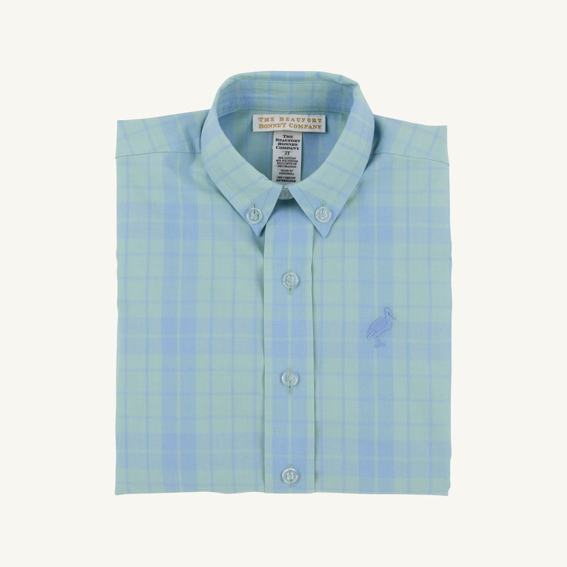 Dean's List Dress Shirt - Audubon Park Plaid with Sarasota Sky Stork