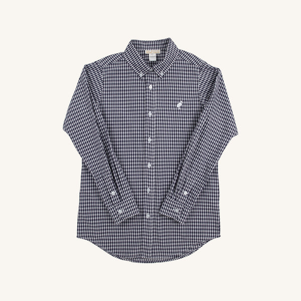 Dean's List Dress Shirt - Navy Grove Gingham with Worth Avenue White Stork