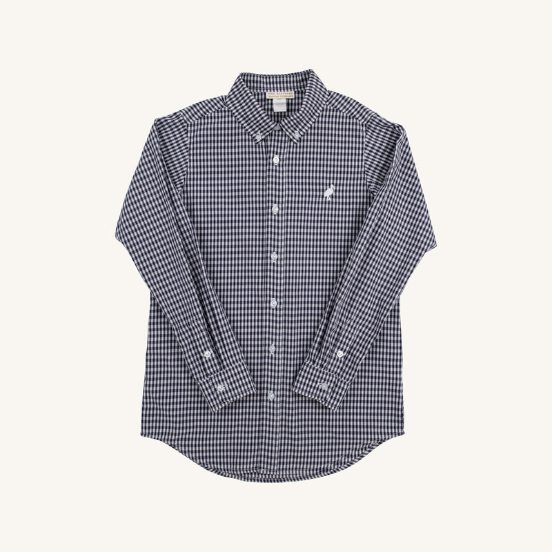 Dean's List Dress Shirt - Navy Grove Gingham with Worth Avenue White Stork
