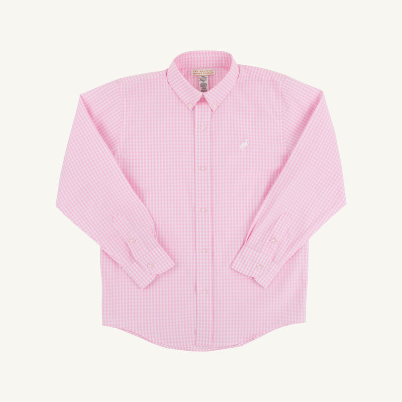 Dean's List Dress Shirt - Pink Greenbrier Gingham with Worth Avenue White Stork