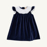 Franny Frock - Nantucket Navy Velveteen with Covington Cottage Plaid