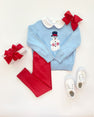 Isaac's Intarsia Sweater - Beale Street Blue with Snowman Intarsia