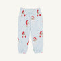 Gates Sweeney Sweatpants - Dear Santa (Buckhead Blue Stripe) in light blue and white stripes featuring a print of Santa Claus faces and small snowflakes.