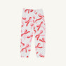 Gates Sweeney Sweatpants - Bonnie Scot Bows are cozy fleece-lined white sweatpants featuring an all-over print of red and pink scalloped ribbon bows and elastic cuffs.