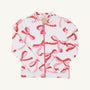 White quilted Georganna Jacket - Quilted Bonnie Scot Bows featuring a pink and red bows pattern.