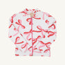 White quilted Georganna Jacket - Quilted Bonnie Scot Bows featuring a pink and red bows pattern.