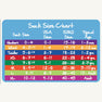 A vibrant size chart for Jefferies High Class Knee Socks - White by The Beaufort Bonnet Company displays sock sizes alongside corresponding USA and Euro shoe sizes, plus typical ages for each group—from newborn (0-4) up to XL (10-12) and adult. Ideal for pairing with any T.B.B.C. outfit, these knee socks are perfect for both girls and boys.