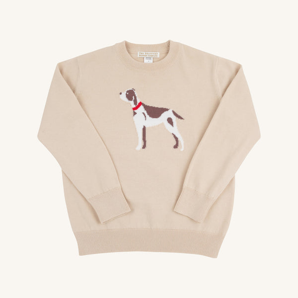 Isaac's Intarsia Sweater - Osprey Oatmeal with Dog Intarsia