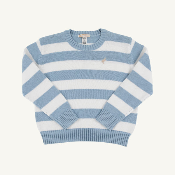 Isaac's Sweater - Barrington Blue Stripe with Keeneland Khaki Stork