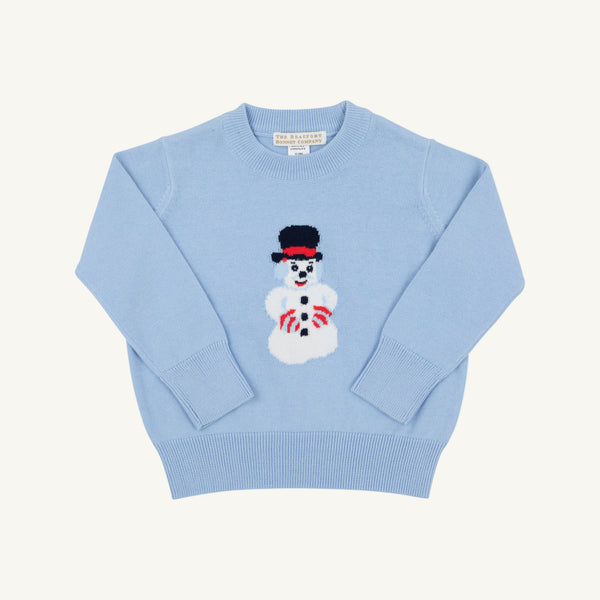 Isaac's Intarsia Sweater - Beale Street Blue with Snowman Intarsia
