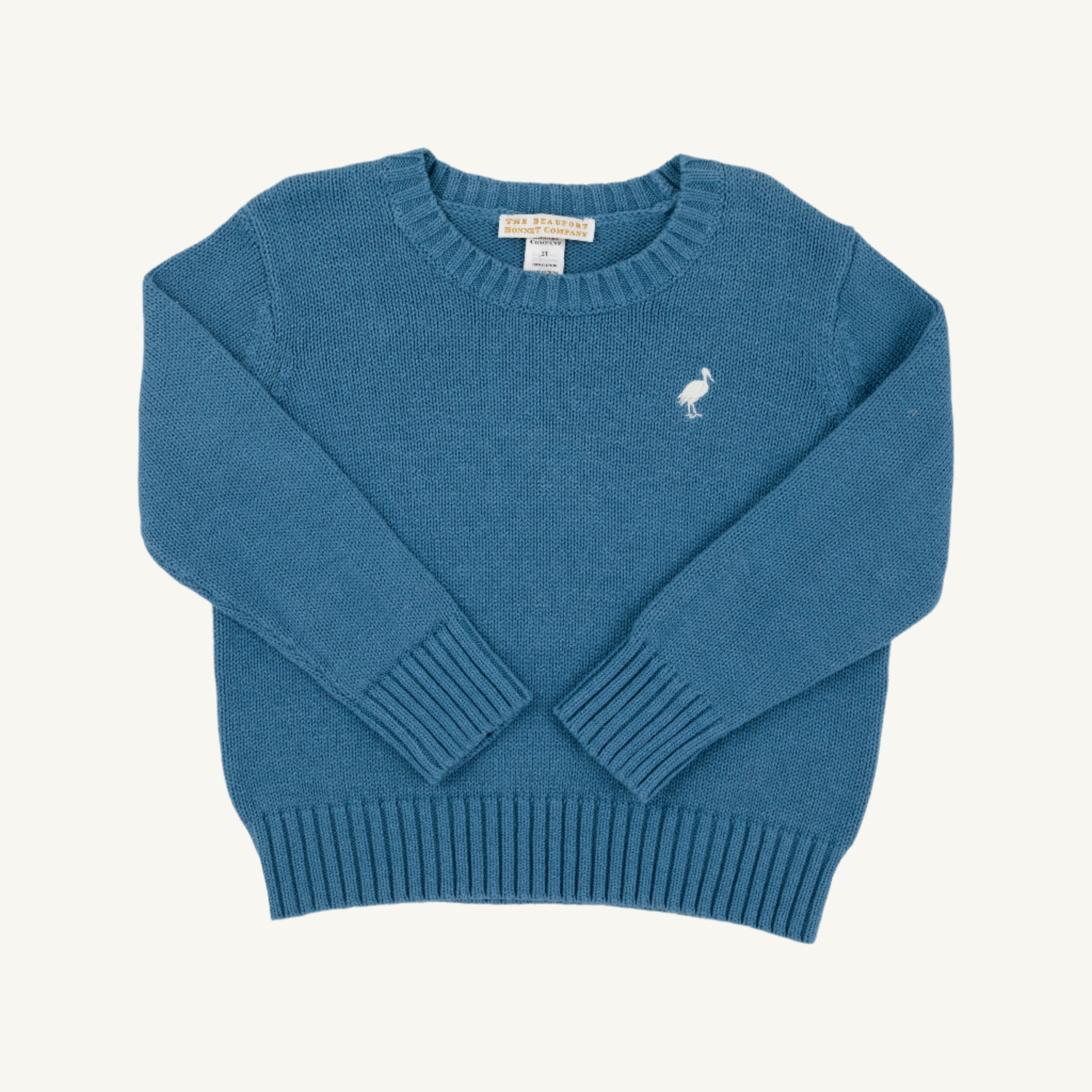 Isaac's Sweater - Barnsley Blue with Palmetto Pearl Stork
