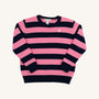 Isabelle's Sweater - Nantucket Navy & Hamptons Hot Pink Stripe with Worth Avenue White Stork