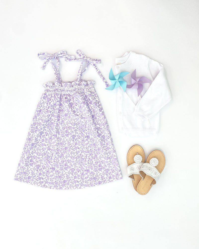 Lainey's Little Dress - Greenville Garden (Lauderdale Lavender) with Worth Avenue White