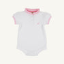 Little Miss Prim & Proper Polo & Onesie - Worth Avenue White with Palm Beach Pink