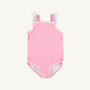 Long Bay Bathing Suit - Hamptons Hot Pink with Worth Avenue White & Multicolor Ric Rac
