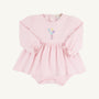 Long Sleeve Daisy's Diaper Cover Dress - Palm Beach Pink with Balloon Embroidery