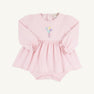 Long Sleeve Daisy's Diaper Cover Dress - Palm Beach Pink with Balloon Embroidery
