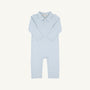 Long Sleeve Sir Proper's Romper - Beale Street Blue Stripe with Worth Avenue White Stork