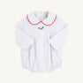 Long Sleeve Boone Bubble - Worth Avenue White with Richmond Red & Holly Embroidery