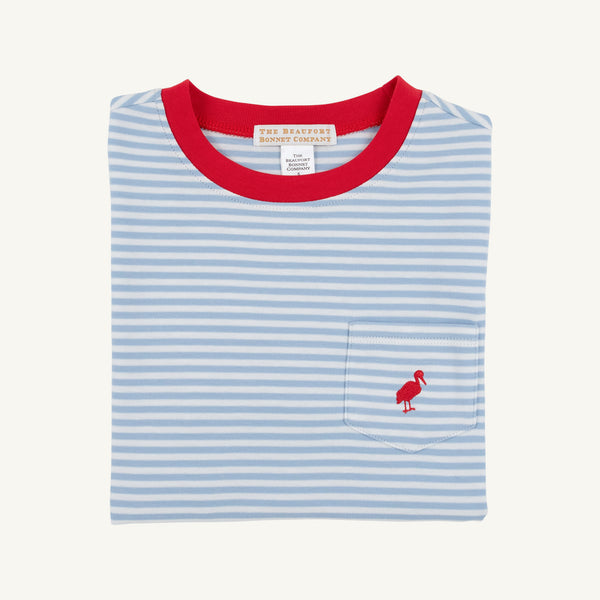 Long Sleeve Carter Crewneck - Barrington Blue Stripe with Richmond Red
