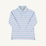 Long Sleeve Prim & Proper Polo & Onesie - Beale Street Blue, Palm Beach Pink, and Worth Avenue White Stripe with Grantley Gray Stork