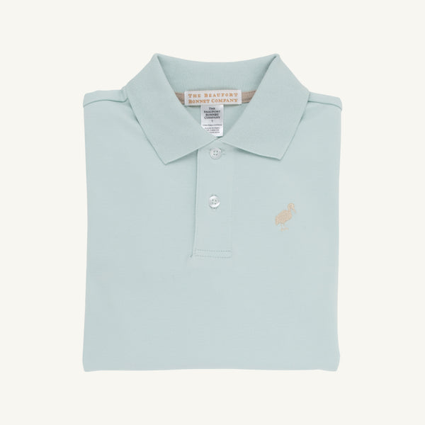 Long Sleeve Prim & Proper Polo & Onesie - Old Greenwich Green with Keeneland Khaki Stork