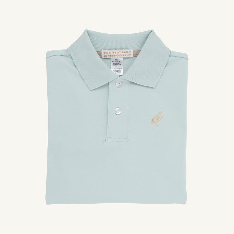 Long Sleeve Prim & Proper Polo & Onesie - Old Greenwich Green with Keeneland Khaki Stork