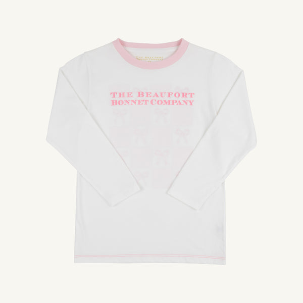 Long Sleeve Sir Proper's T Shirt - Worth Avenue White with Palm Beach Pink