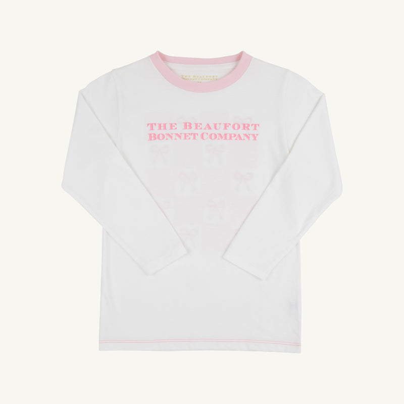Long Sleeve Sir Proper's T Shirt - Worth Avenue White with Palm Beach Pink