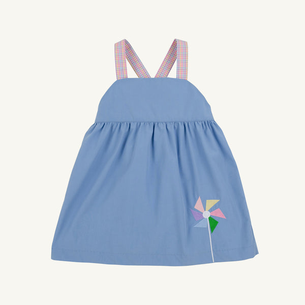 Macy Drew Dress - Park City Periwinkle & Woodstock Park Plaid with Pinwheel