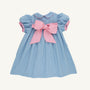 Mary Dal Dress - Barrington Blue & Sandpearl Pink with Pumpkin Smocking