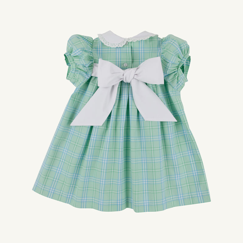 Mary Dal Dress - Pelham Bay Plaid (Green) with Worth Avenue White