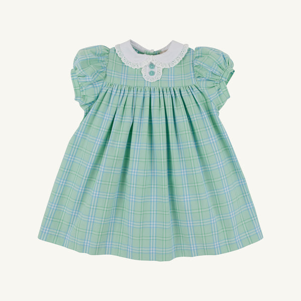 Mary Dal Dress - Pelham Bay Plaid (Green) with Worth Avenue White