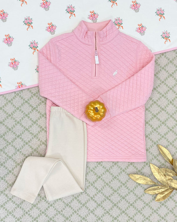 Canter Collar Half Zip (Quilted) - Sandpearl Pink with Palmetto Pearl Stork
