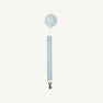 Light blue pacifier attached to a Parker Paci Clip - Blue Grand Gasparilla Gingham with Buckhead Blue, featuring a metal fastener.